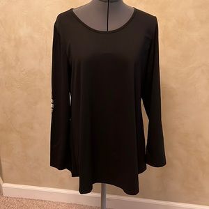 Black Top with Black and White Elbow Patches